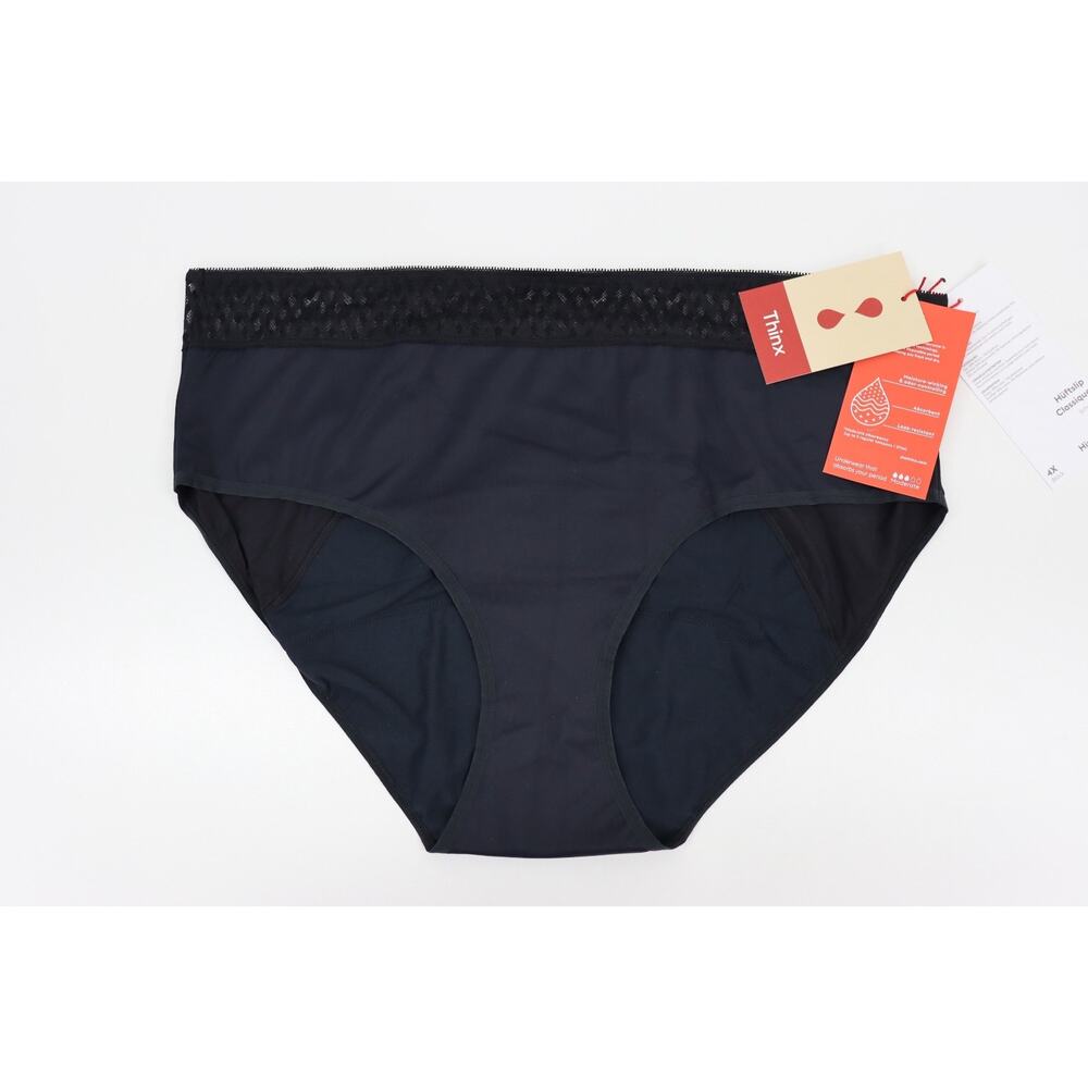 Thinx Hiphugger Period Panties Black Size 4X Underwear Moderate Flow Hiphugger